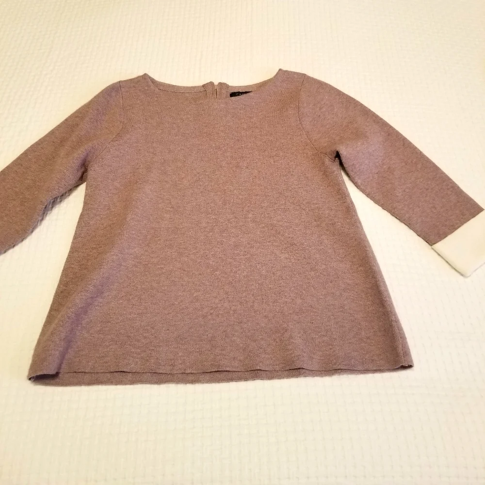 Tahari Soft Purple Cuffed Sleeve Sweater
